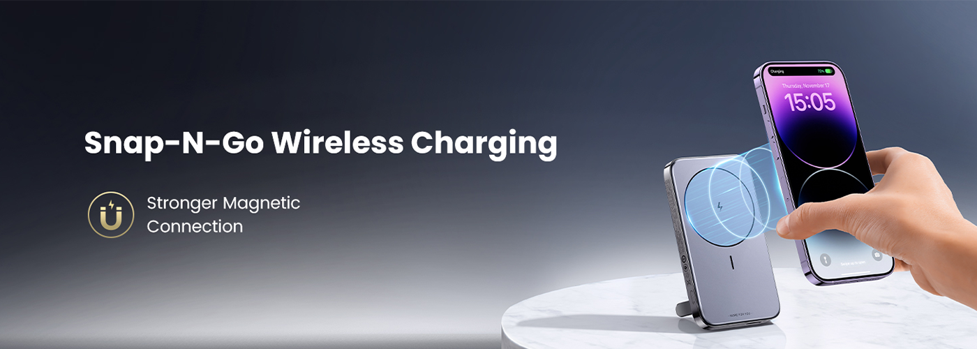 Ugreen 10000mAh MIni Magnetic Wireless 20W Power Bank With Holder - 15086