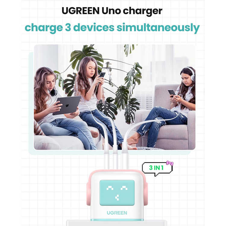 Ugreen Uno Robot 65W USB-A +2*USB-C GaN Fast Charger UK