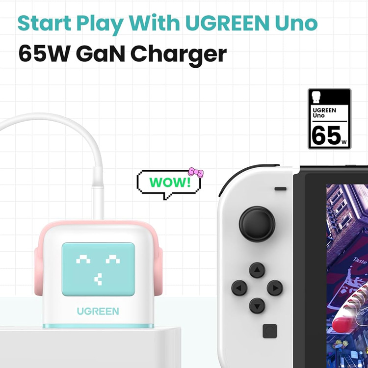 Ugreen Uno Robot 65W USB-A +2*USB-C GaN Fast Charger UK