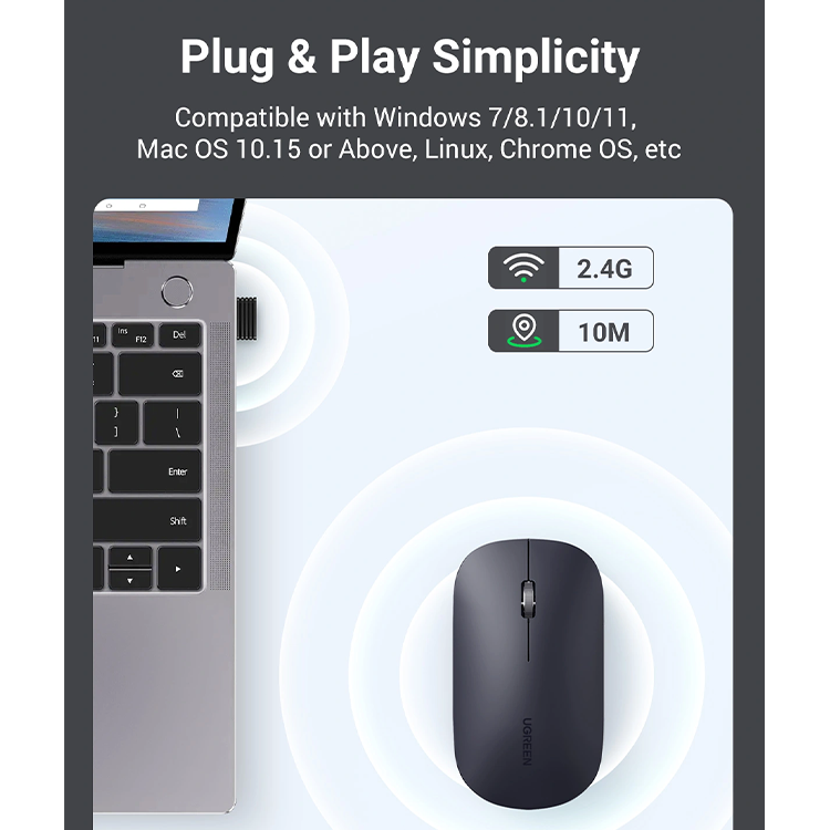 Ugreen Portable Wireless Mouse (Gray) - 90373